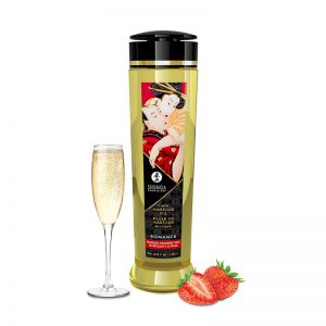 Shunga Massage Olie Romantiek Aardbeien & Champagne | Desireshop.nl