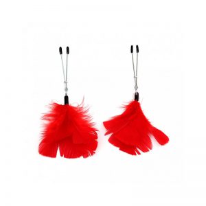 Tepelklemmen met veertjes rood | Desireshop.nl | Snel en voordelig