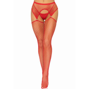 Leg Avenue – Net garterbelt stockings red - Desireshop.nl