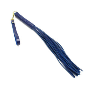 Blue leather whip with handle - Desireshop.nl